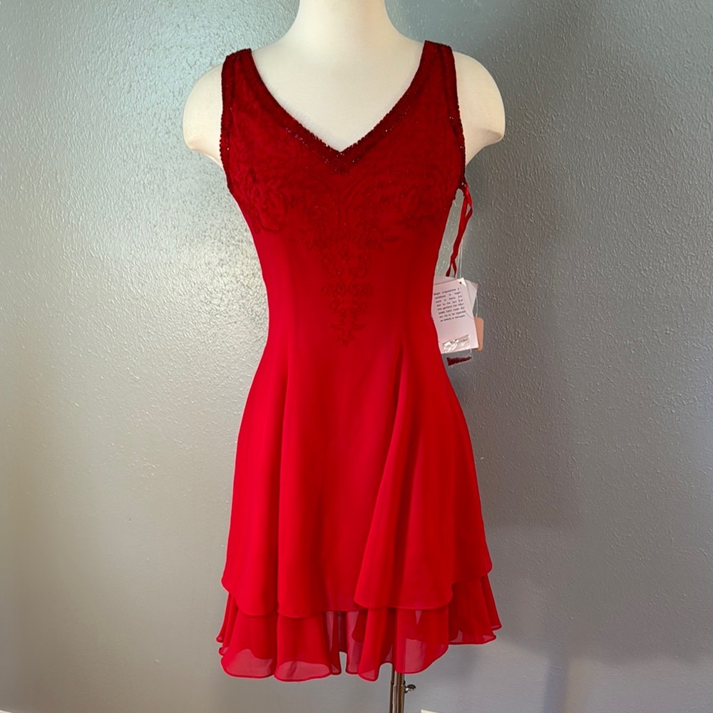 Vintage red cocktail Christmas Peak Evenings NWT semi formal dress